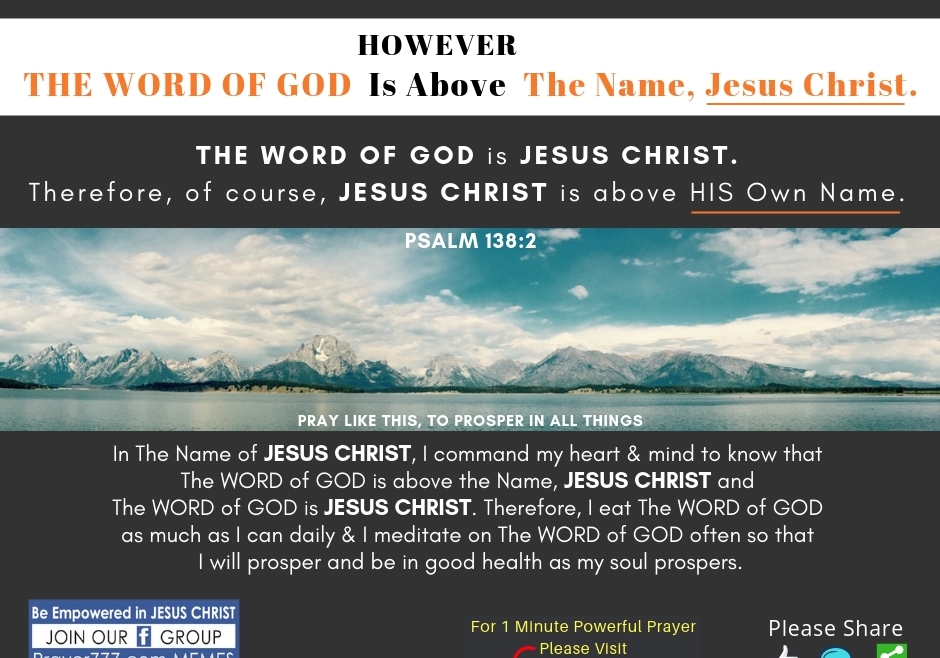 THE WORD OF GOD Is Above The Name, Jesus Christ.