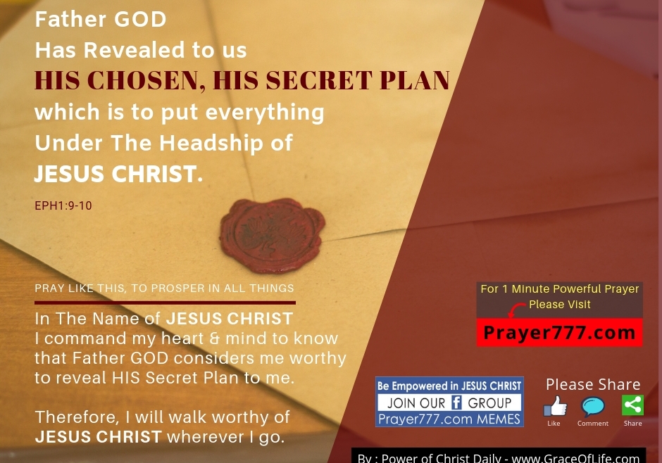 Father God Has Revealed To Us  His Chosen, His Secret Plan