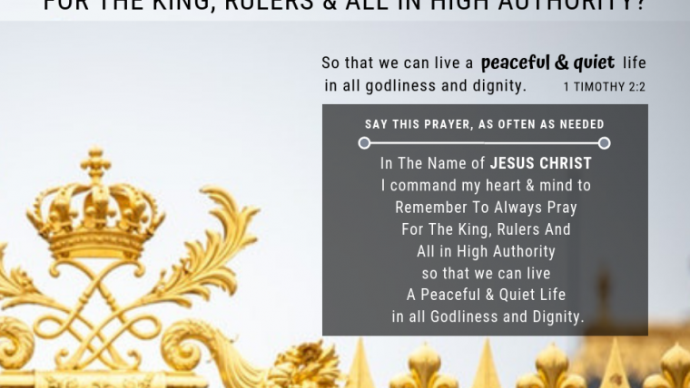 Why You Must Pray For The King, Rulers & All In High Authority?