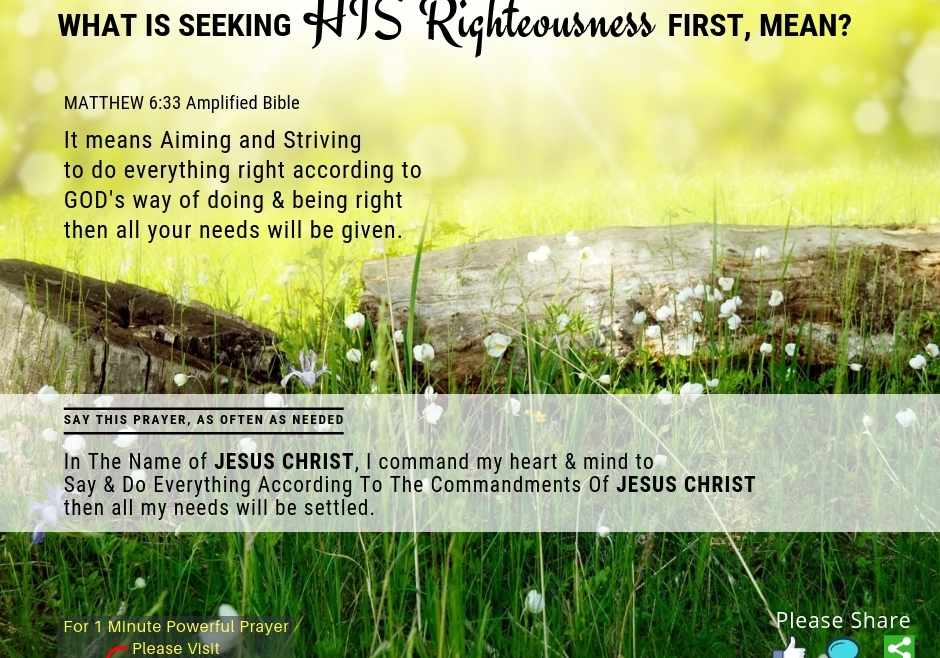 What Is Seeking HIS Righteousness First, Mean?